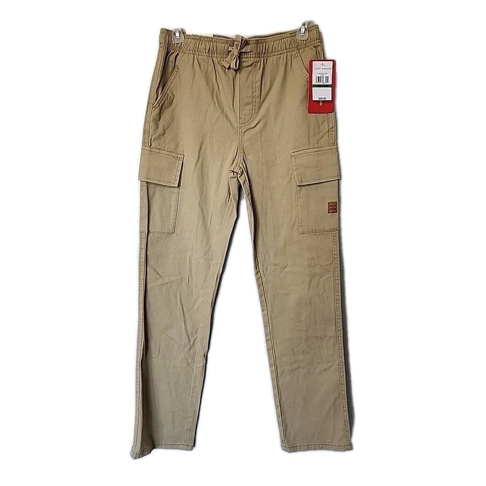 Lucky Brand Girl's‎ Khaki Drawstring Waist Stretch Pull On Cargo Pants 14/16